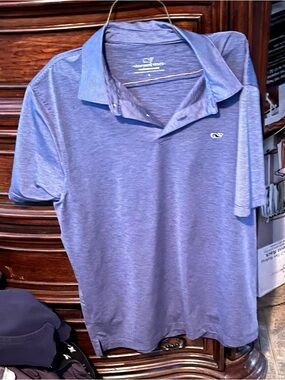 Mens large Vineyard Vines Heathered Light Blue Polo